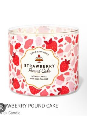 Bath & Body Works Strawberry Pound Cake Candle - Pink, Red